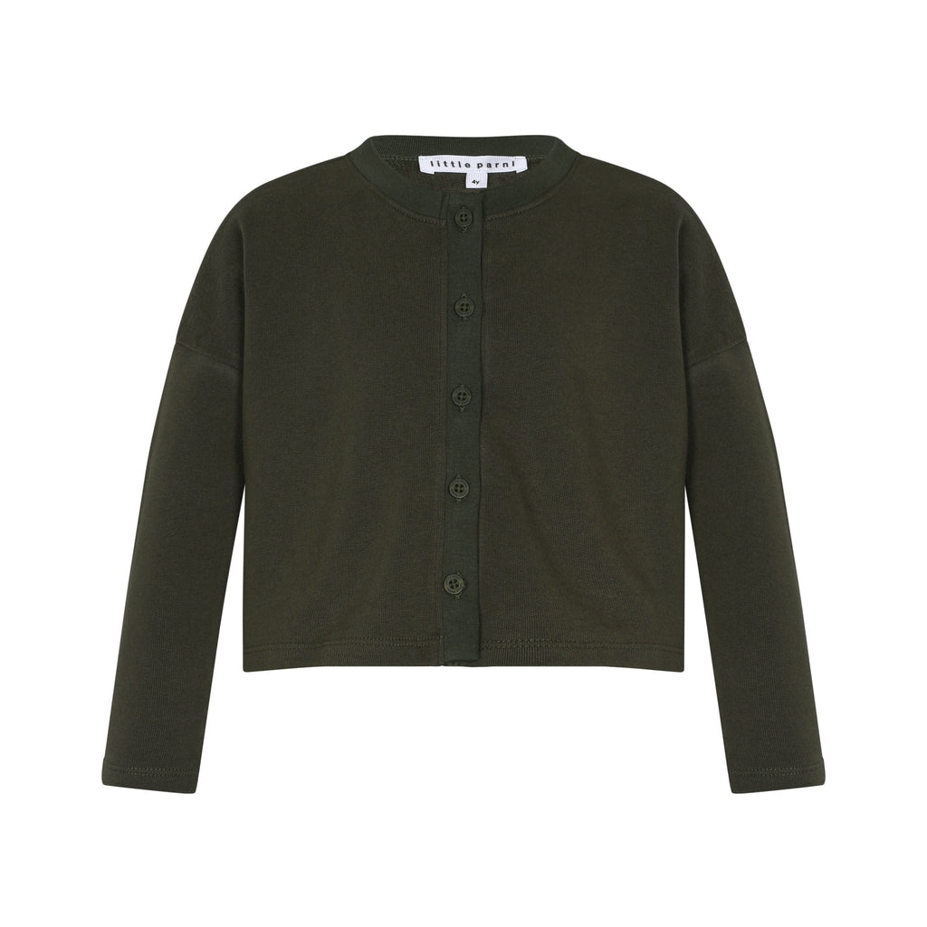Little Parni Cardigan Jellybeanzkids Little Parni French Terry Cardigan- Green