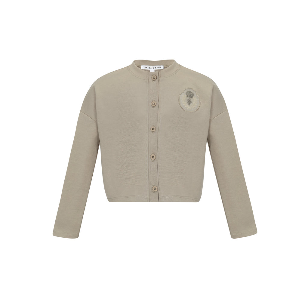 Little Parni Cardigan Jellybeanzkids Parni Milano Cardigan W. Emblem - Taupe