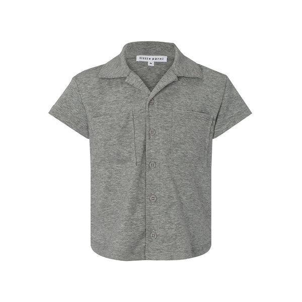 Little Parni Gray Ribbed Boy's Button Down Shirt Little Parni Gray Ribbed Boy's Button Down Shirt