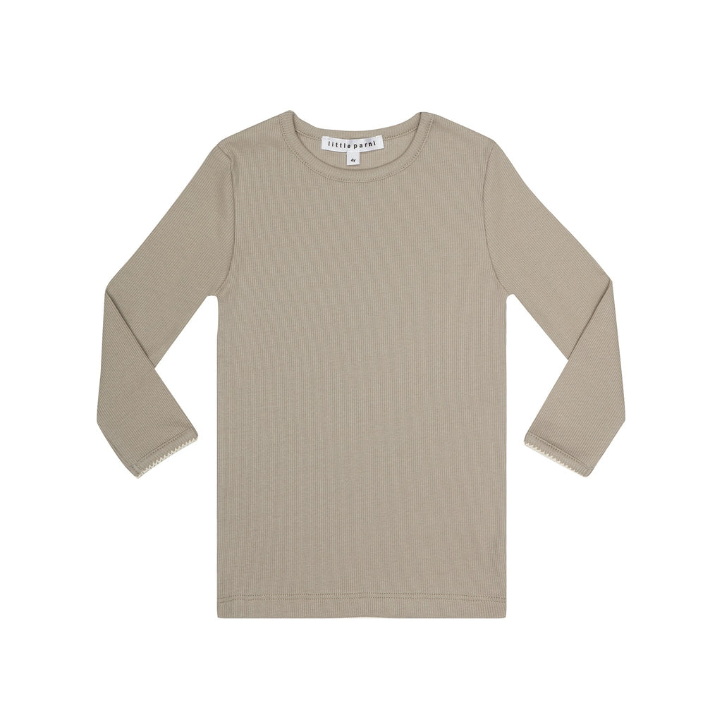 Little Parni Tee Jellybeanzkids Parni 3/4 Sleeve Tee w. Trim - Taupe