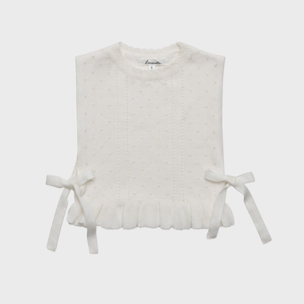 Louisiella Sweater Jellybeanzkids Louisiella Davian Knit Vest- Vanilla White