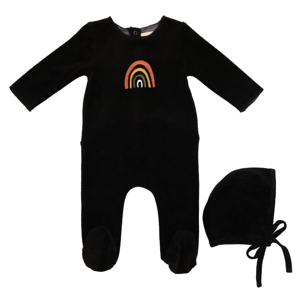 Mema Knits footie Jellybeanzkids Mema Knits Rose Rainbow Footie