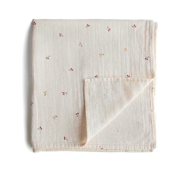 Mushie Accessories Jellybeanzkids Mushie Organic Cotton Muslin Swaddle - Cherries OS