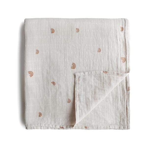 Mushie Accessories Jellybeanzkids Mushie Organic Cotton Muslin Swaddle - Rainbows OS