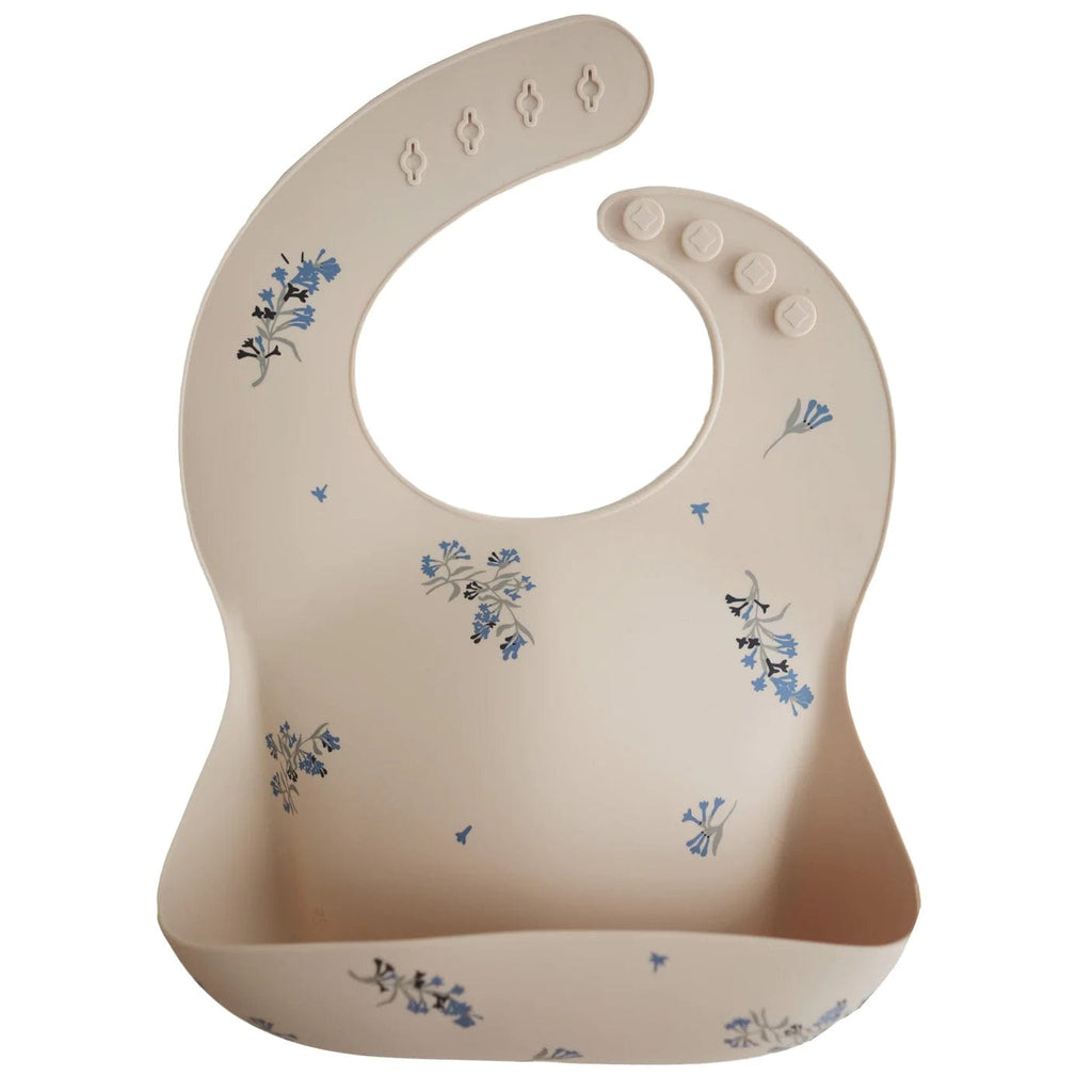 Mushie Accessories Jellybeanzkids Mushie Silicone Baby Bib - Lilac Flowers OS