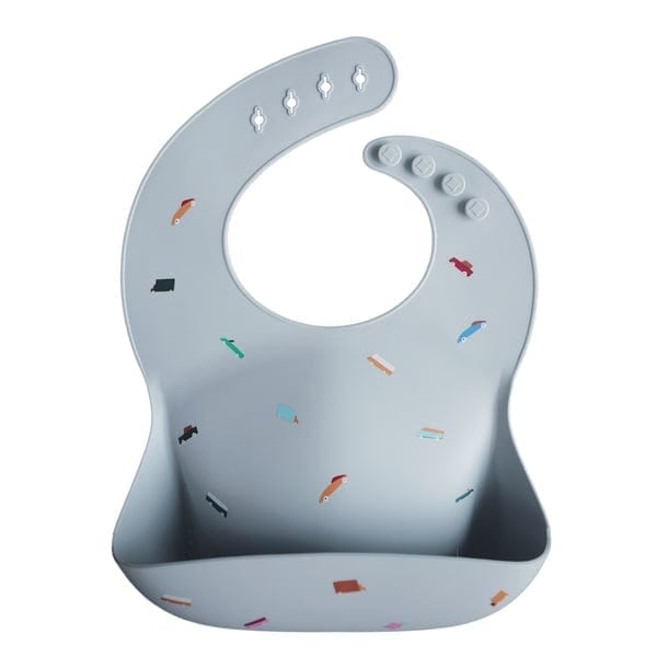 Mushie Accessories Jellybeanzkids Mushie Silicone Baby Bib - Retro Cars OS