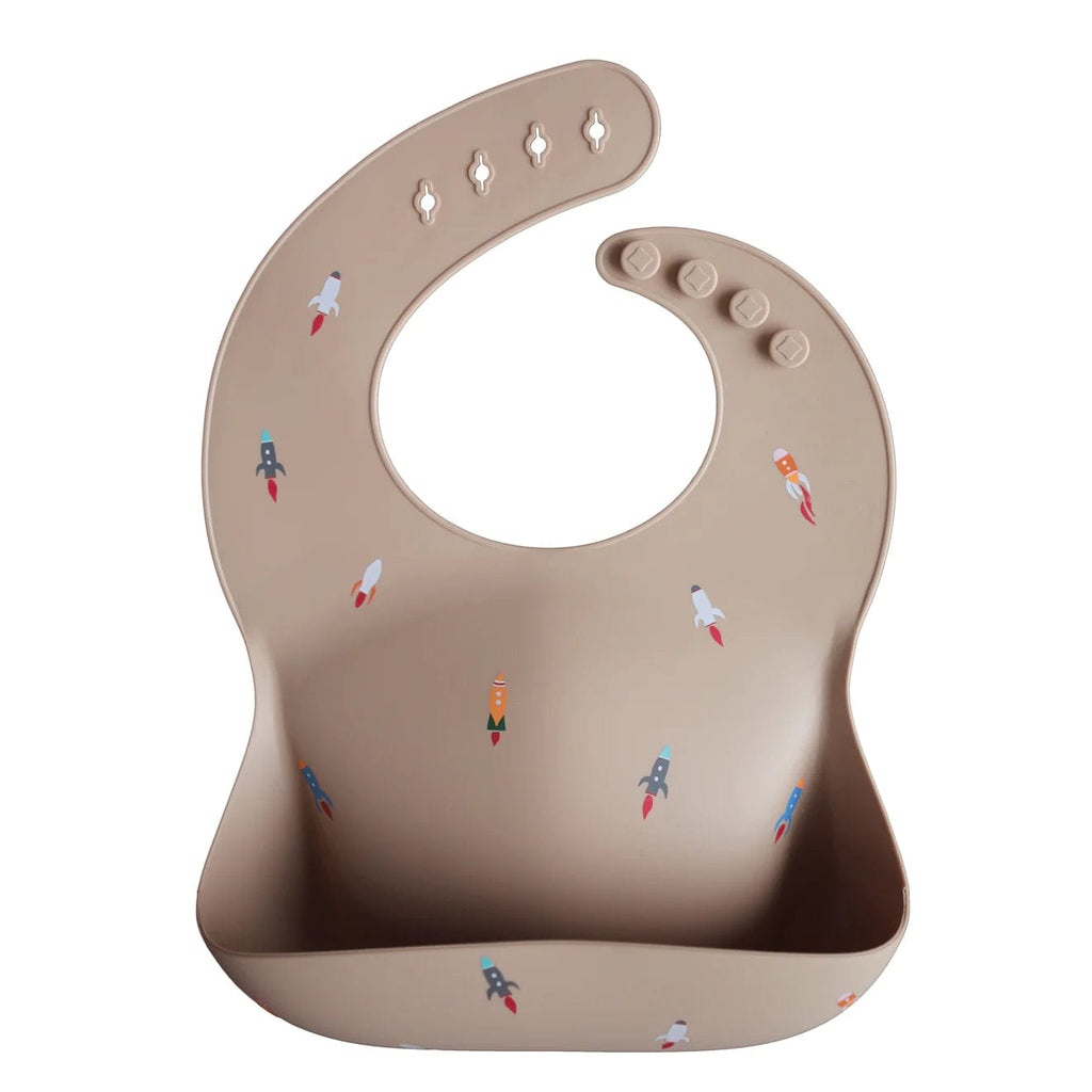 Mushie Accessories Jellybeanzkids Mushie Silicone Baby Bib - Rocket Ship OS
