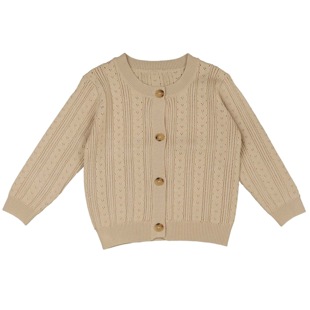 Noma Cardigan Jellybeanzkids Noma Pointelle Cardigan- Sand