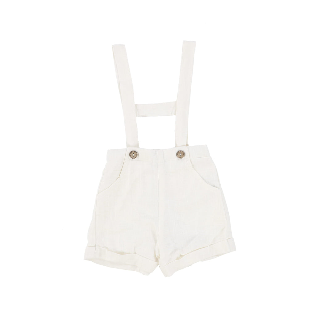 Noma Overalls Jellybeanzkids Noma Speckled Linen H Back Overall- White