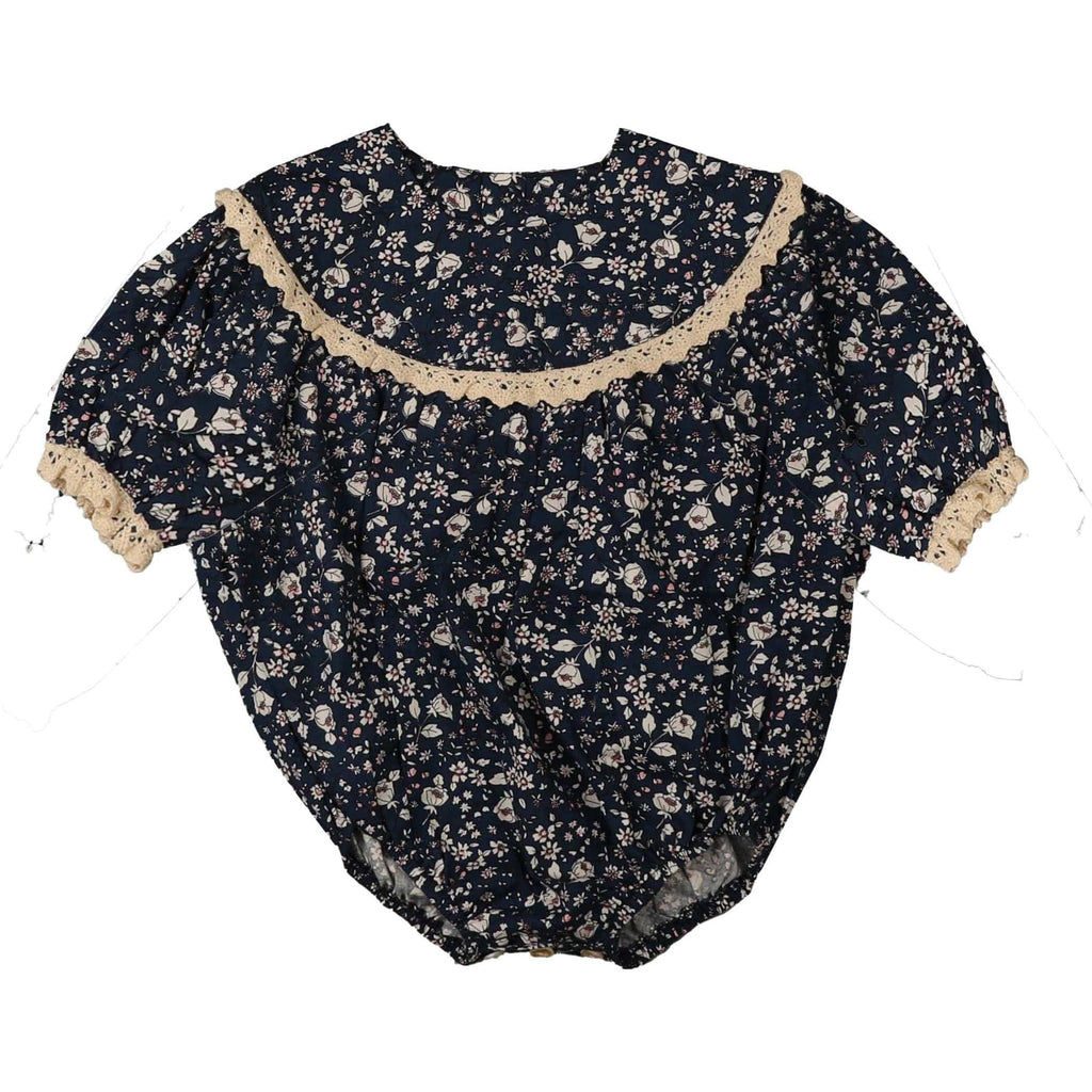 Noma Romper Jellybeanzkids Noma Lace Yolk Floral Baby Romper-Navy