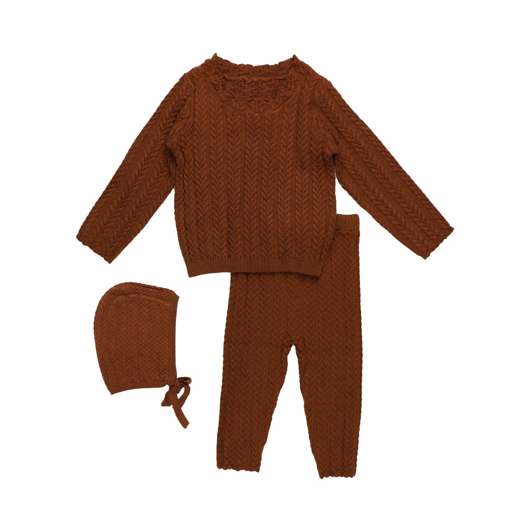 Noma Set Jellybeanzkids Noma Cable Pointelle Baby Knit Set