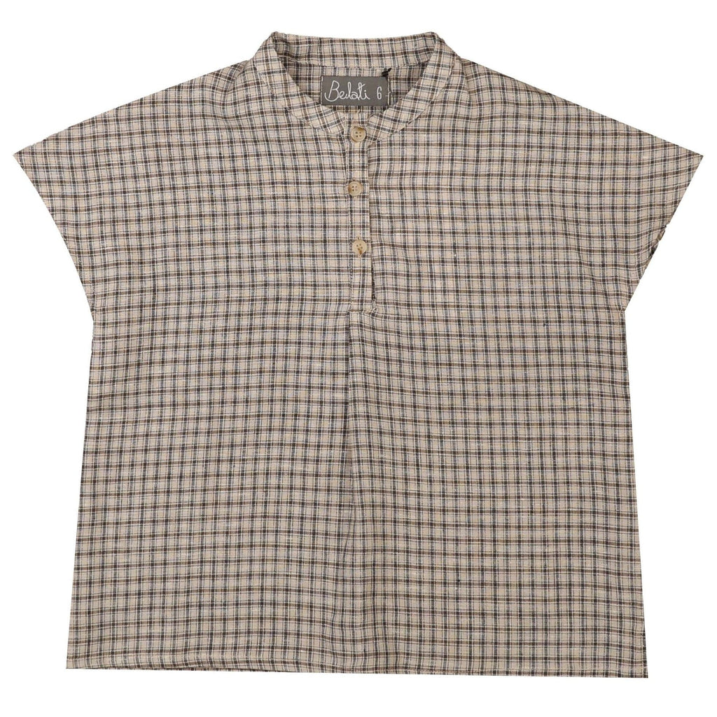 Noma Shirt Jellybeanzkids Noma Plaid Drop Shoulder Button Shirt- Sand