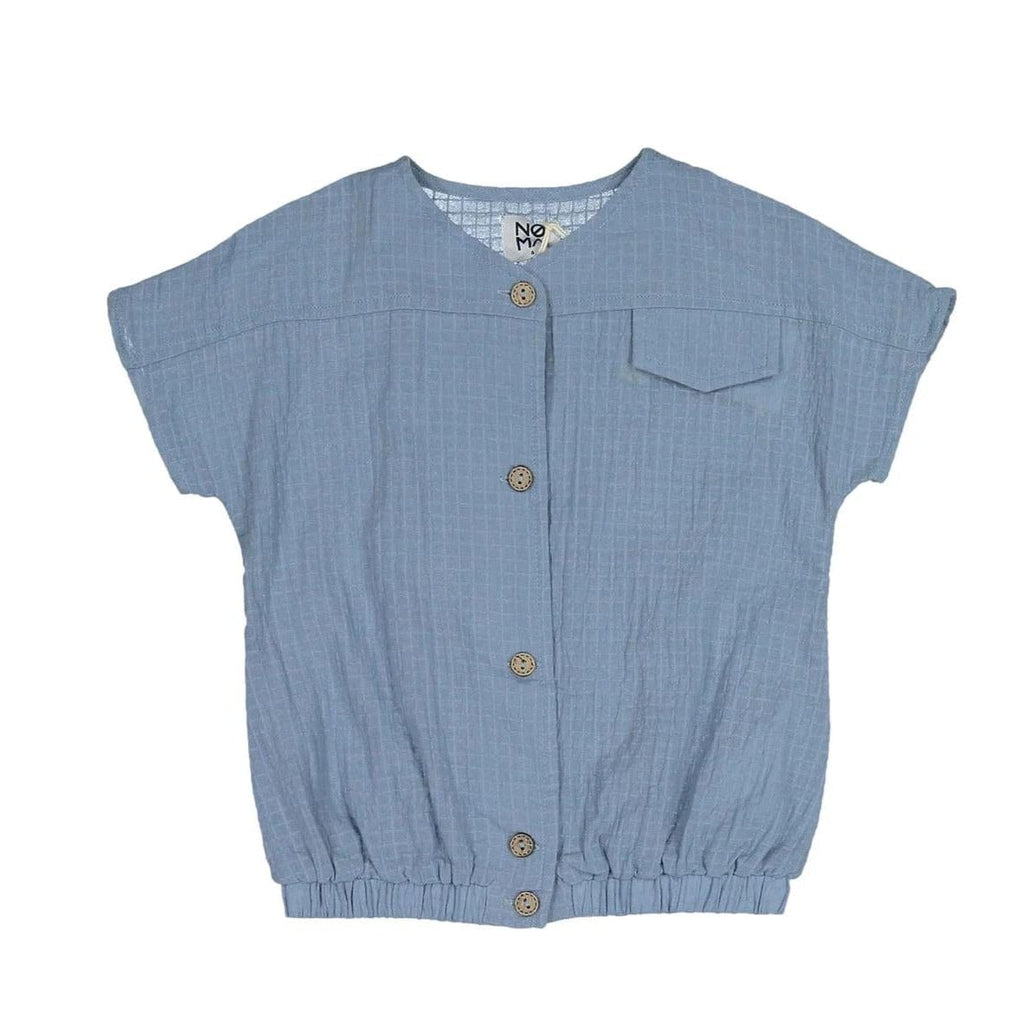 Noma Shirt Jellybeanzkids Noma Plaid Texture Muslin Button Shirt- Powder Blue