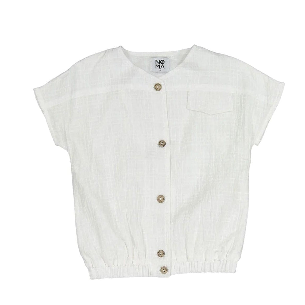 Noma Shirt Jellybeanzkids Noma Plaid Texture Muslin Button Shirt- White