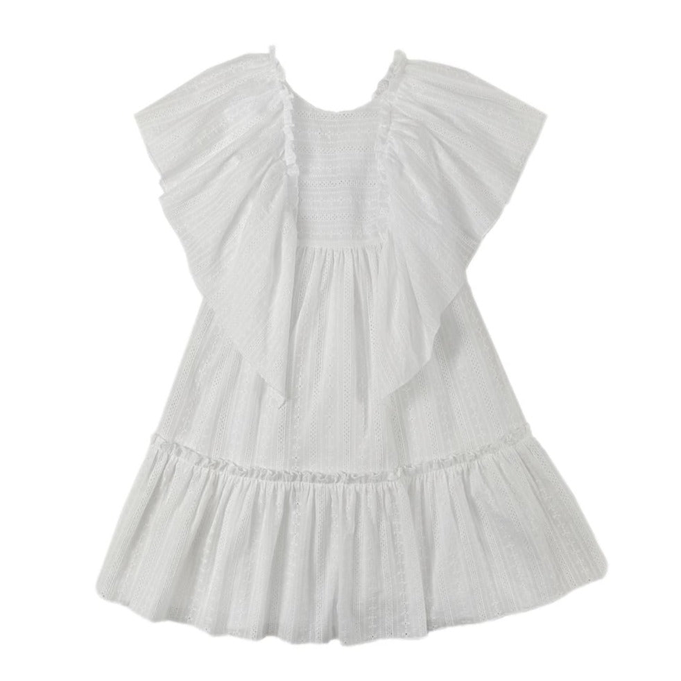 Nueces Dress Jellybeanzkids Nueces Embroidery Vera Midi Dress- White