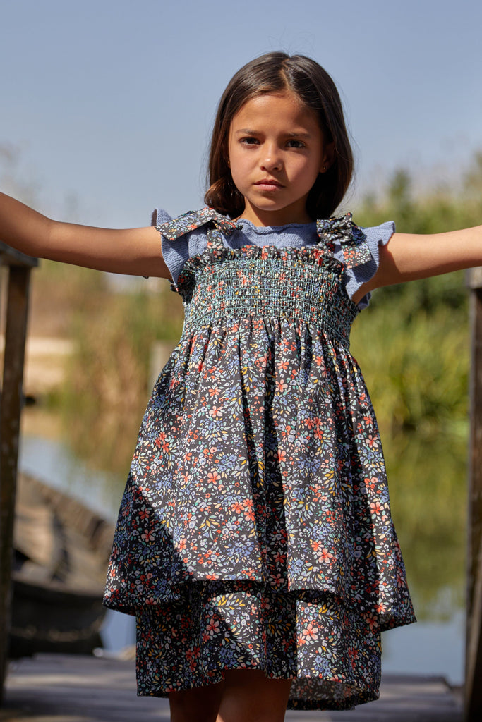 Nueces Dress Jellybeanzkids Nueces Flowers Cadaques Smocked Dress