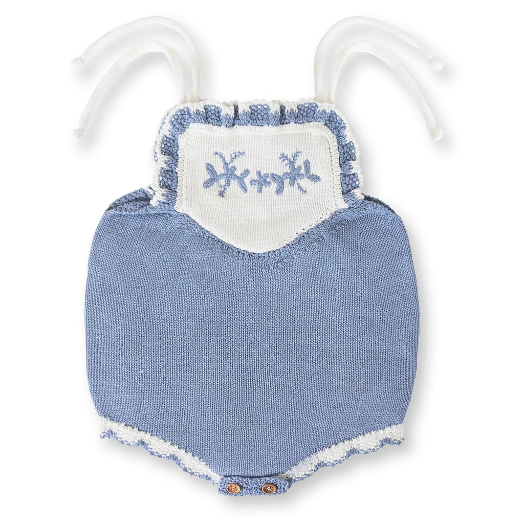 Nueces Romper Jellybeanzkids Nueces Embroidered Romper- Dusty Blue