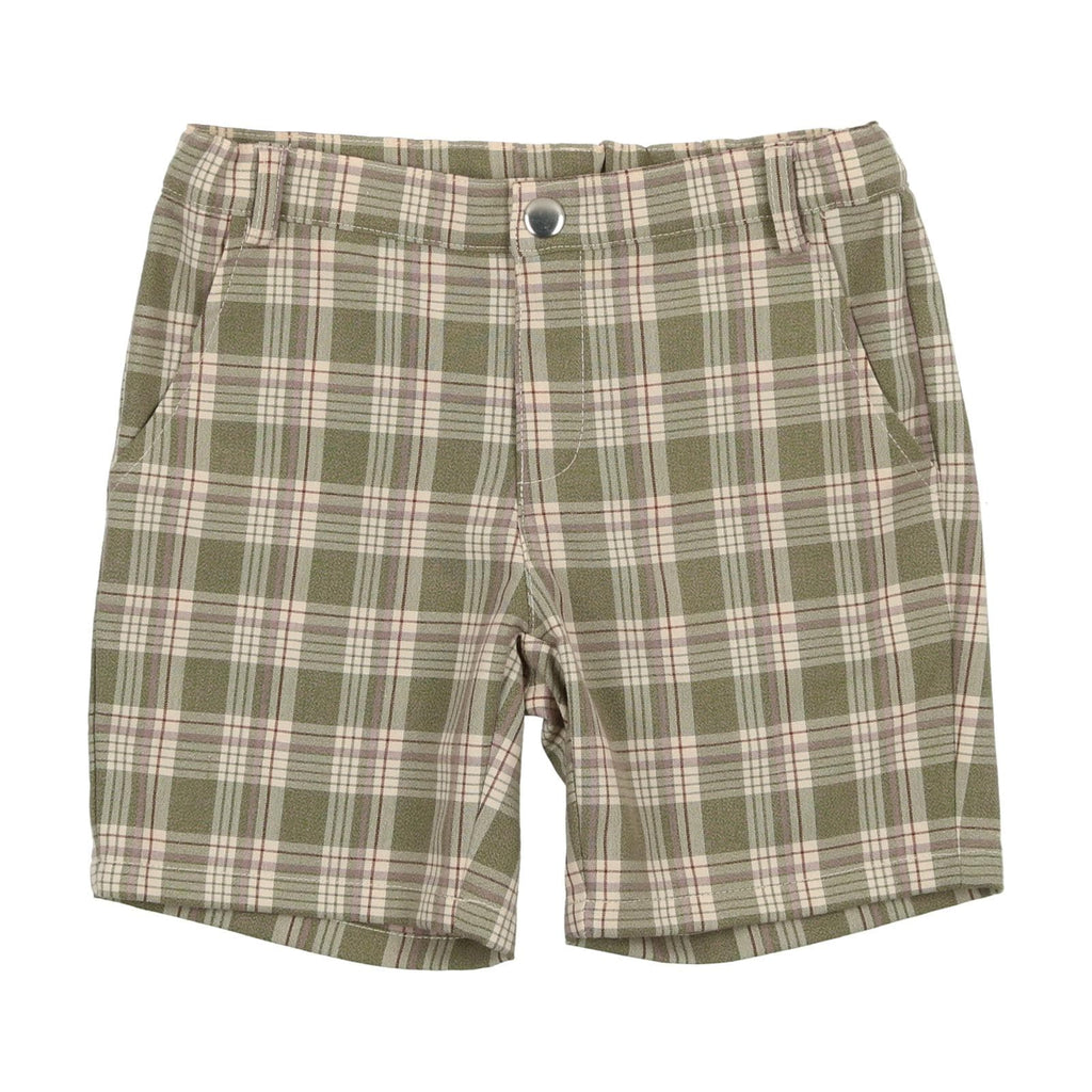 Panther shorts Jellybeanzkids Panther Plaid Shorts- Olive