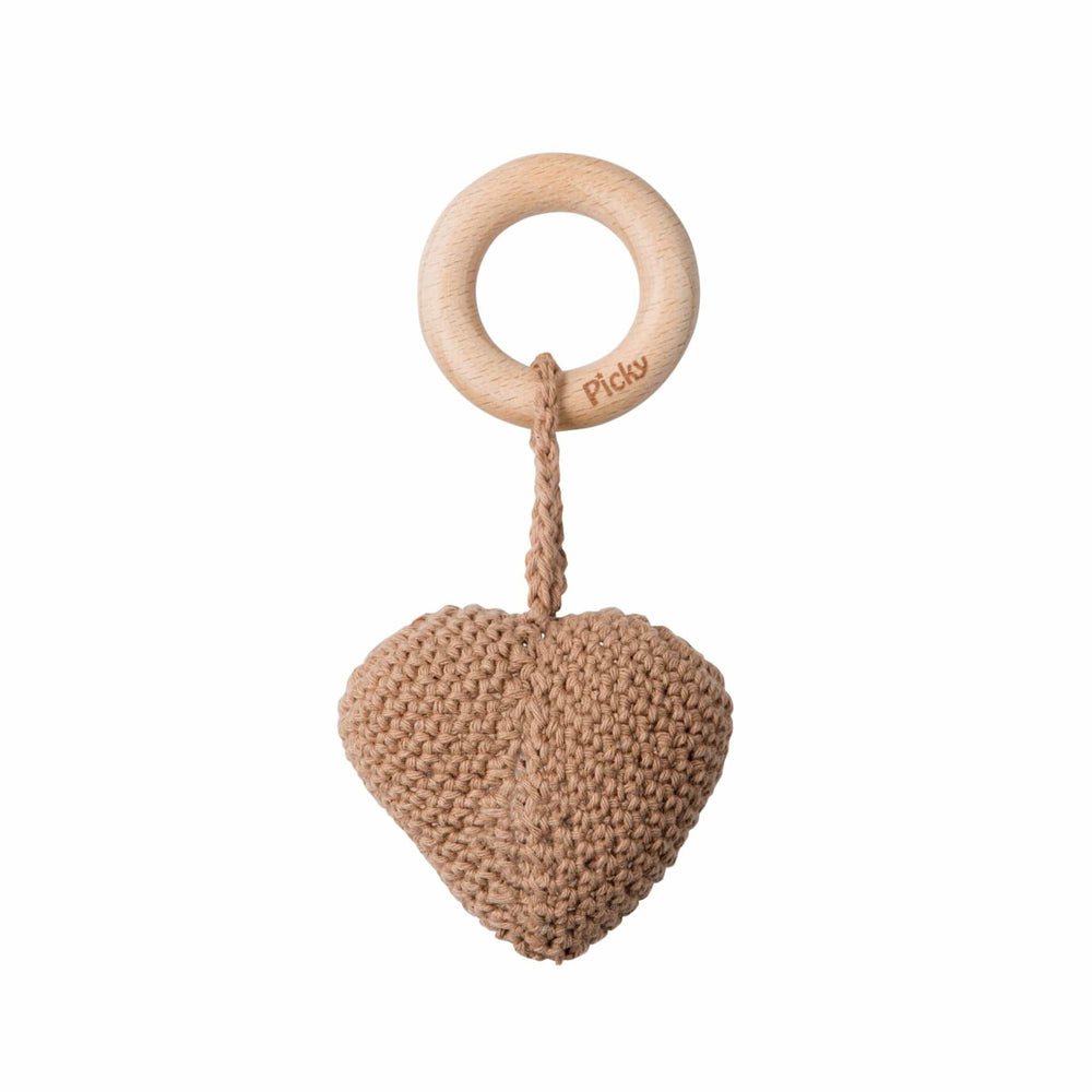 Picky Accessories Jellybeanzkids Picky Heart Rattle Teether - Brown OS