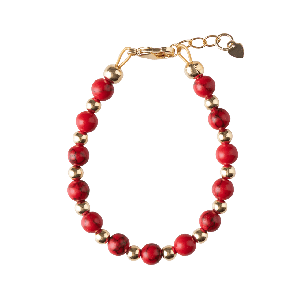 Picky Jellybeanzkids Picky Dye Jade Stone With Red Beads Stackable Bracelet