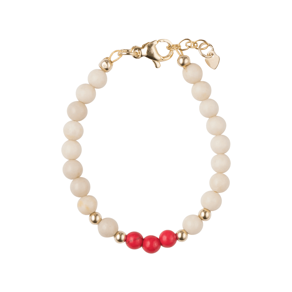 Picky Jellybeanzkids Picky Dye Jade Stone with Red Beads Stackable Bracelet