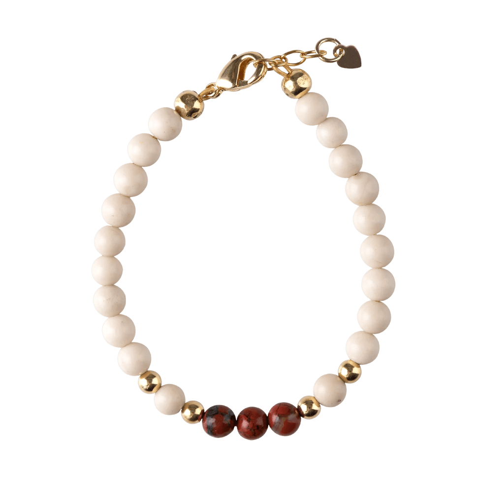 Picky Jellybeanzkids Picky Dye Jade Stone with Red Jasper Beads Stackable Bracelet