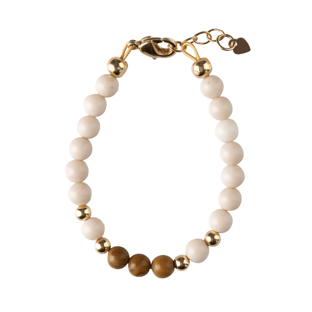 Picky Jellybeanzkids Picky Dye Jade Stone with Wood Grain Beads Stackable Bracelet