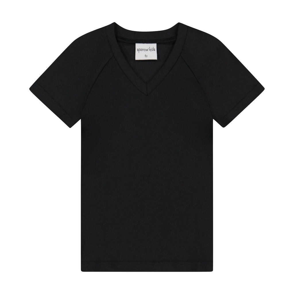 Sparrow Kids Bathing Suit Jellybeanzkids Sparrow V Neck Tee- Black