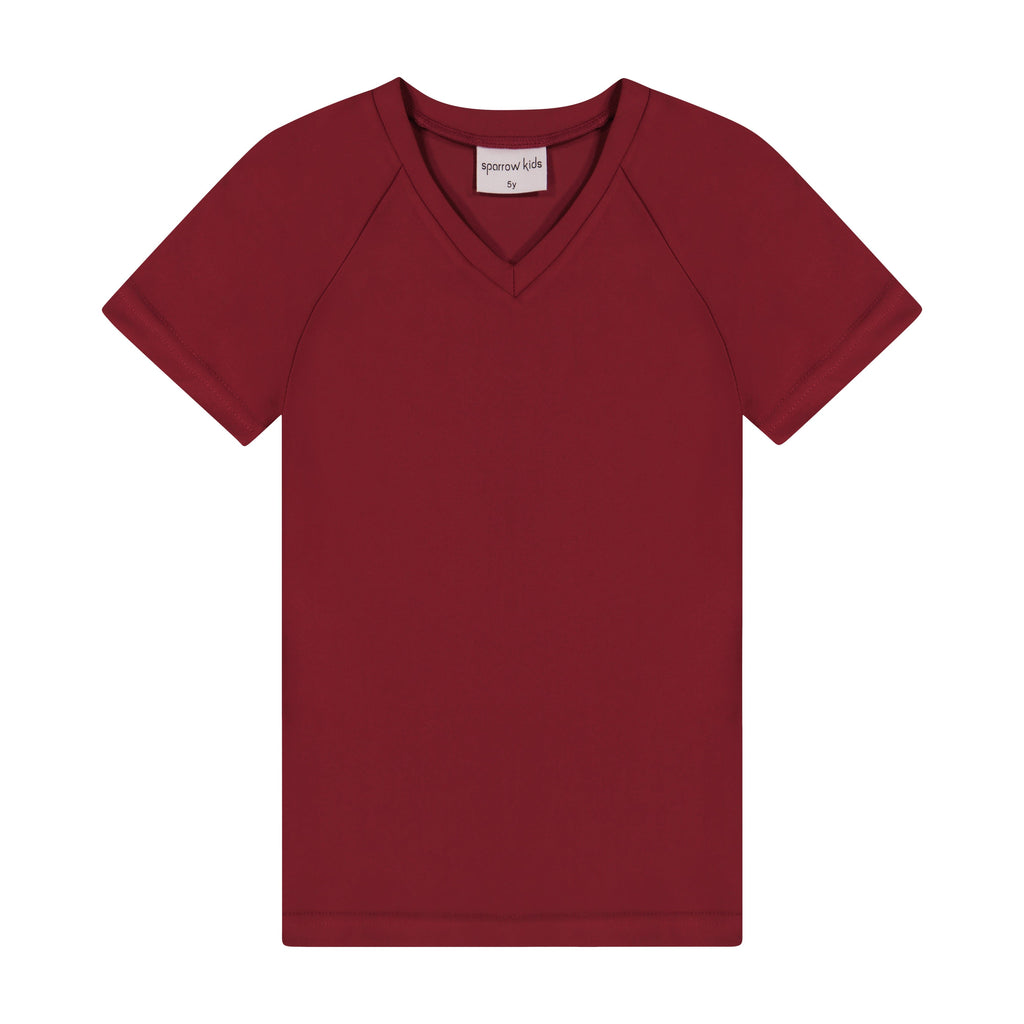 Sparrow Kids Bathing Suit Jellybeanzkids Sparrow V Neck Tee- Wine