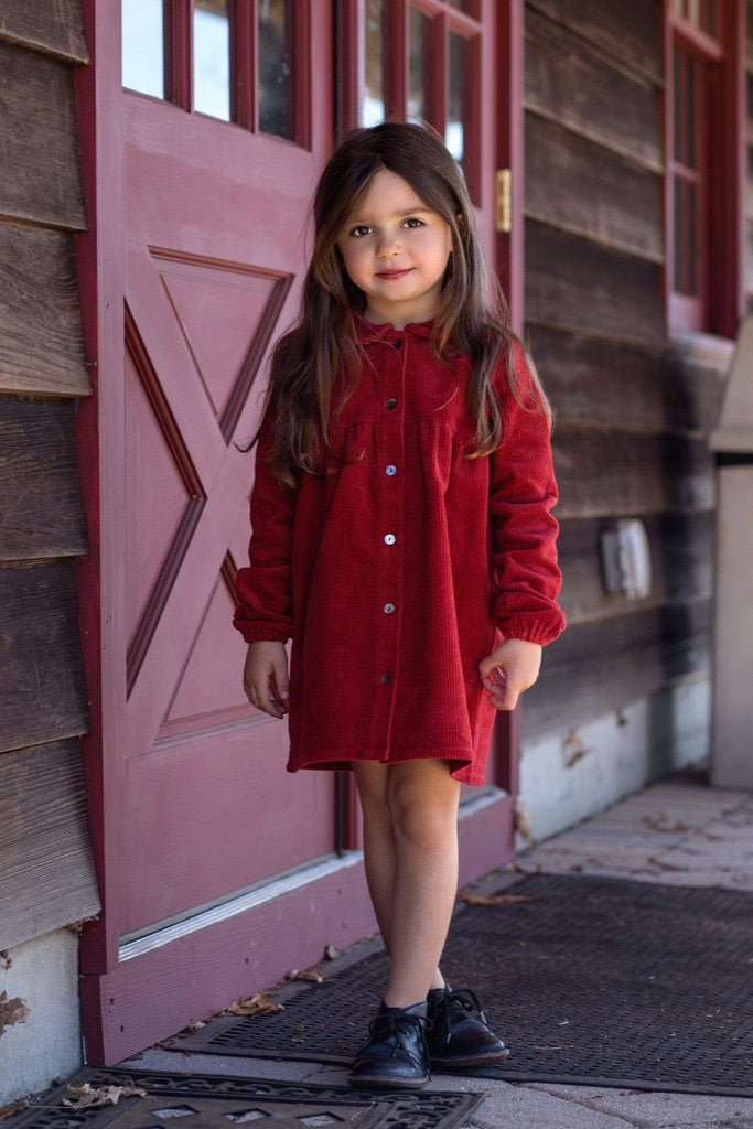 The Red League Dress Jellybeanzkids The Red Leauge Burnt Scarlet Corduroy Button Down Dress