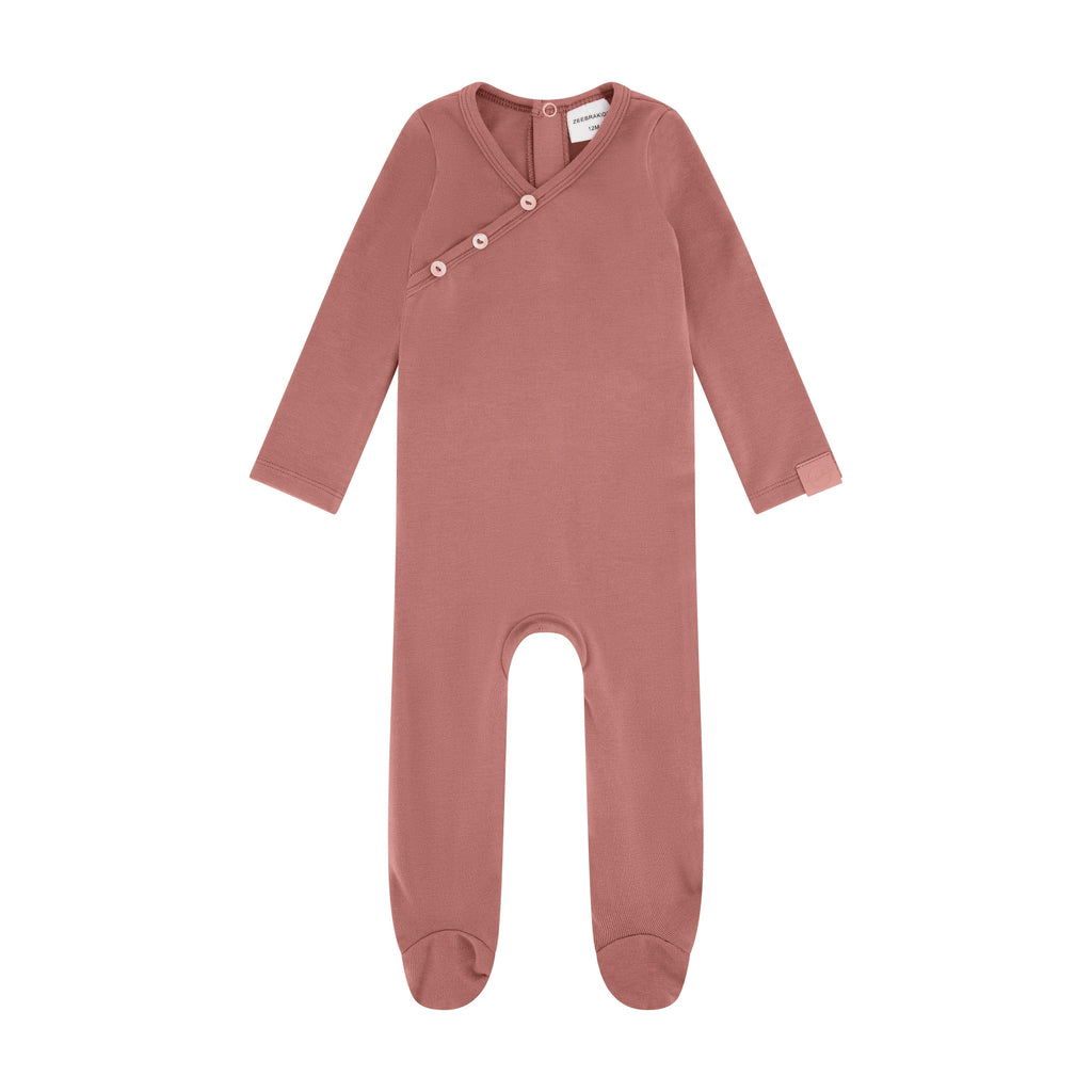 Zeebra Kids Footie Jellybeanzkids Zeebra Kimono Stretchie with Bonnet- Antique Rose