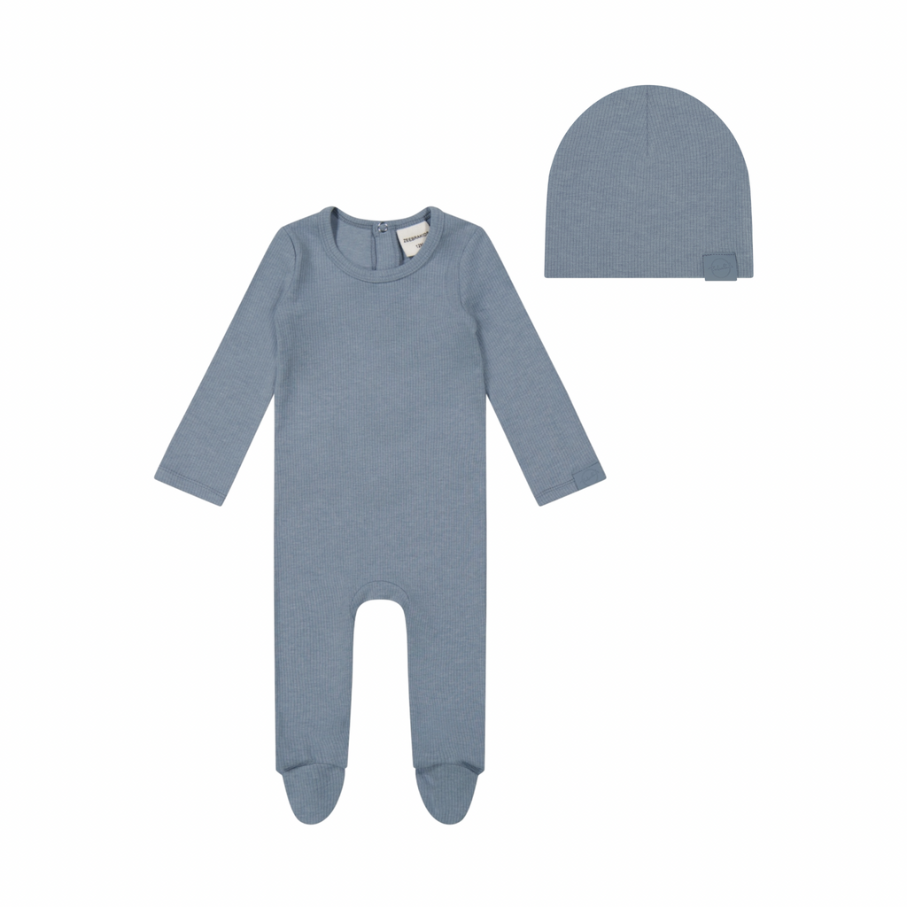 Zeebra Kids Footie Jellybeanzkids Zeebra Pocket Stretchie with Beanie- Blue Jay