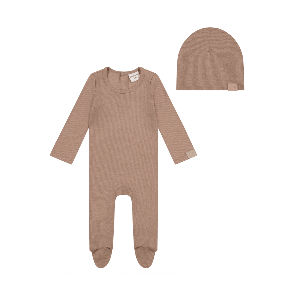Zeebra Kids Footie Jellybeanzkids Zeebra Pocket Stretchie with Beanie- Taupe