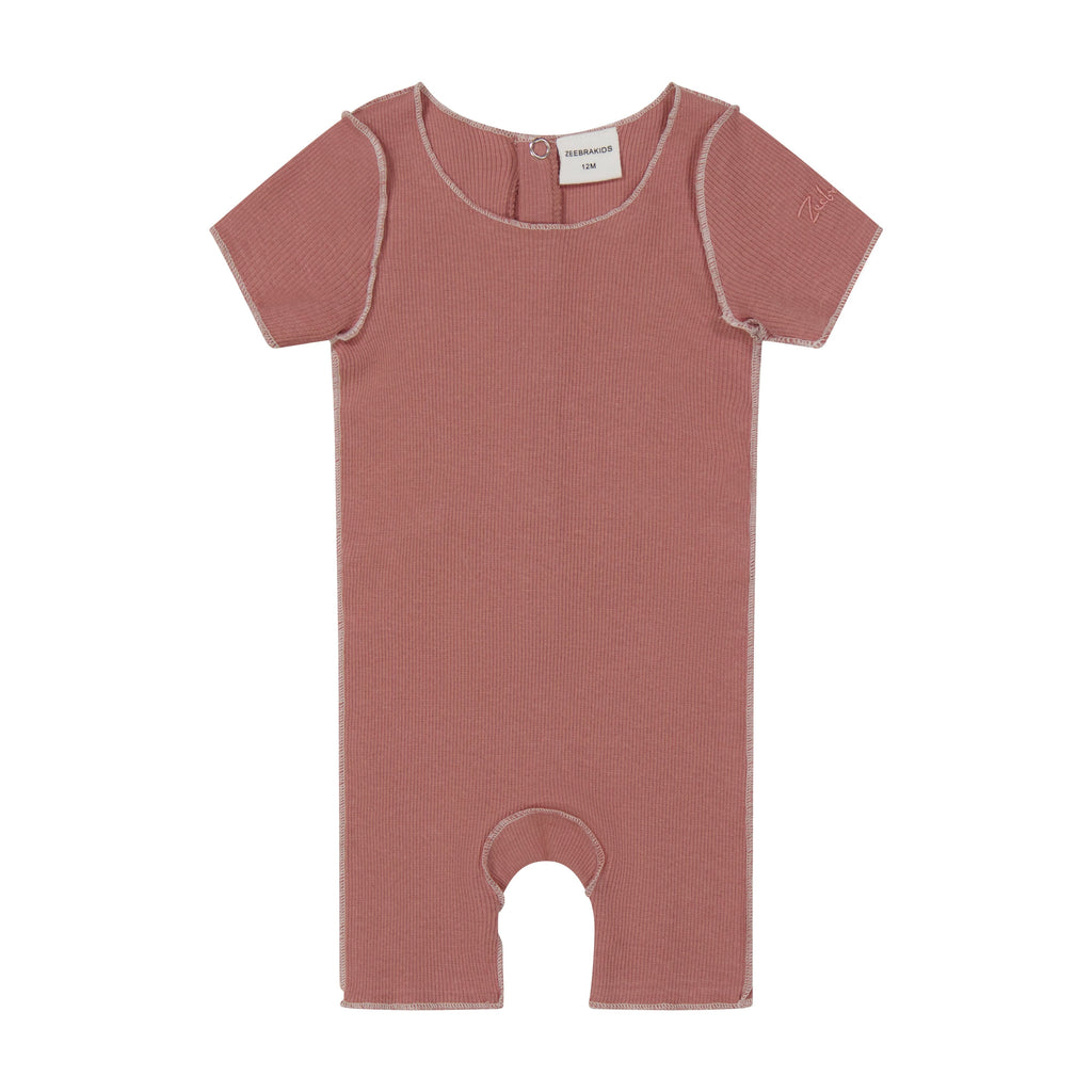 Zeebra Kids Jellybeanzkids Zeebra Outline Romper- Antique Rose