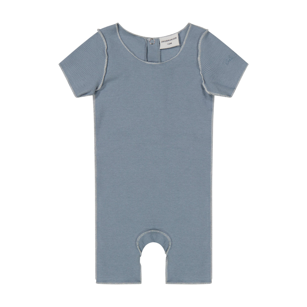 Zeebra Kids Jellybeanzkids Zeebra Outline Romper- Blue Jay
